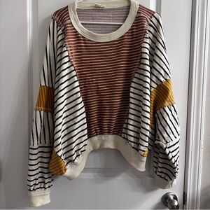 BiBi Beige and White Knit Top